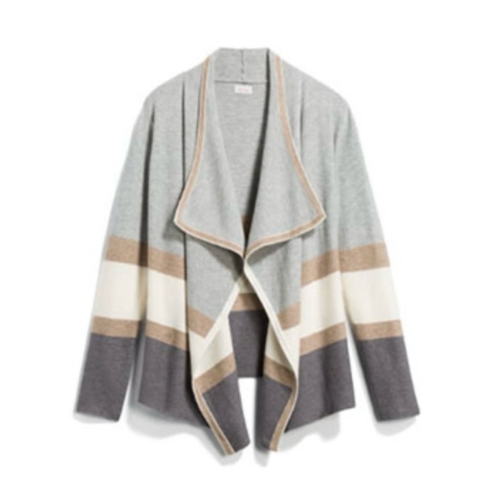 MARKET & SPRUCE Celesta Colorblock Stripe Waterfall Cardigan Sweater
